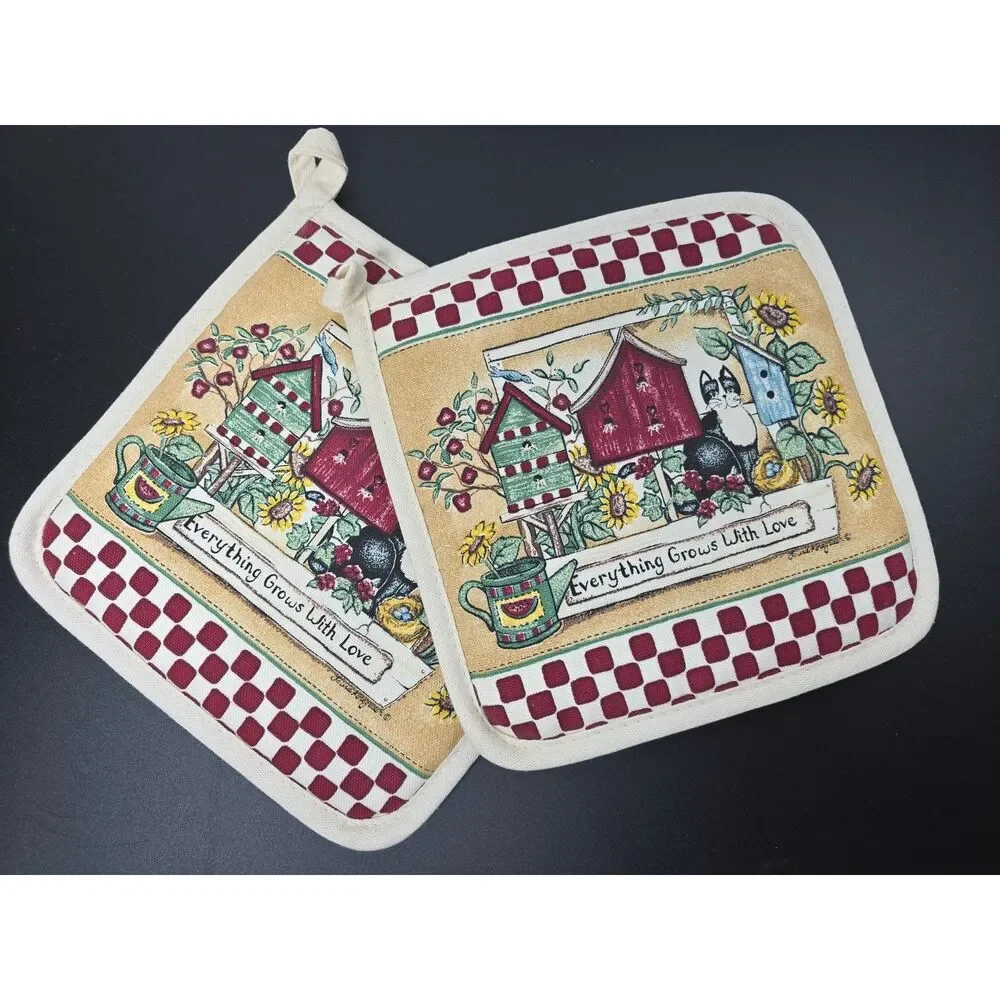 Kay Dee Designs Country Cat Birdhouses Potholders Set of 2 Laurie Korsgaden NWT